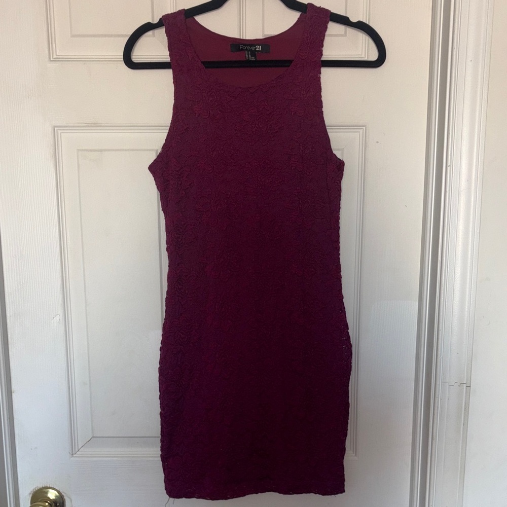 Forever21 Burgundy Lace Floral Dress